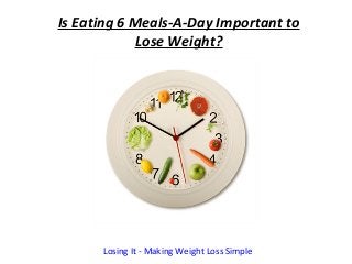 Is Eating 6 Meals-A-Day Important to
             Lose Weight?




      Losing It - Making Weight Loss Simple
 