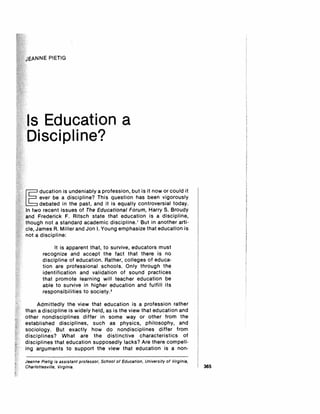 Is education a discipline, pietig