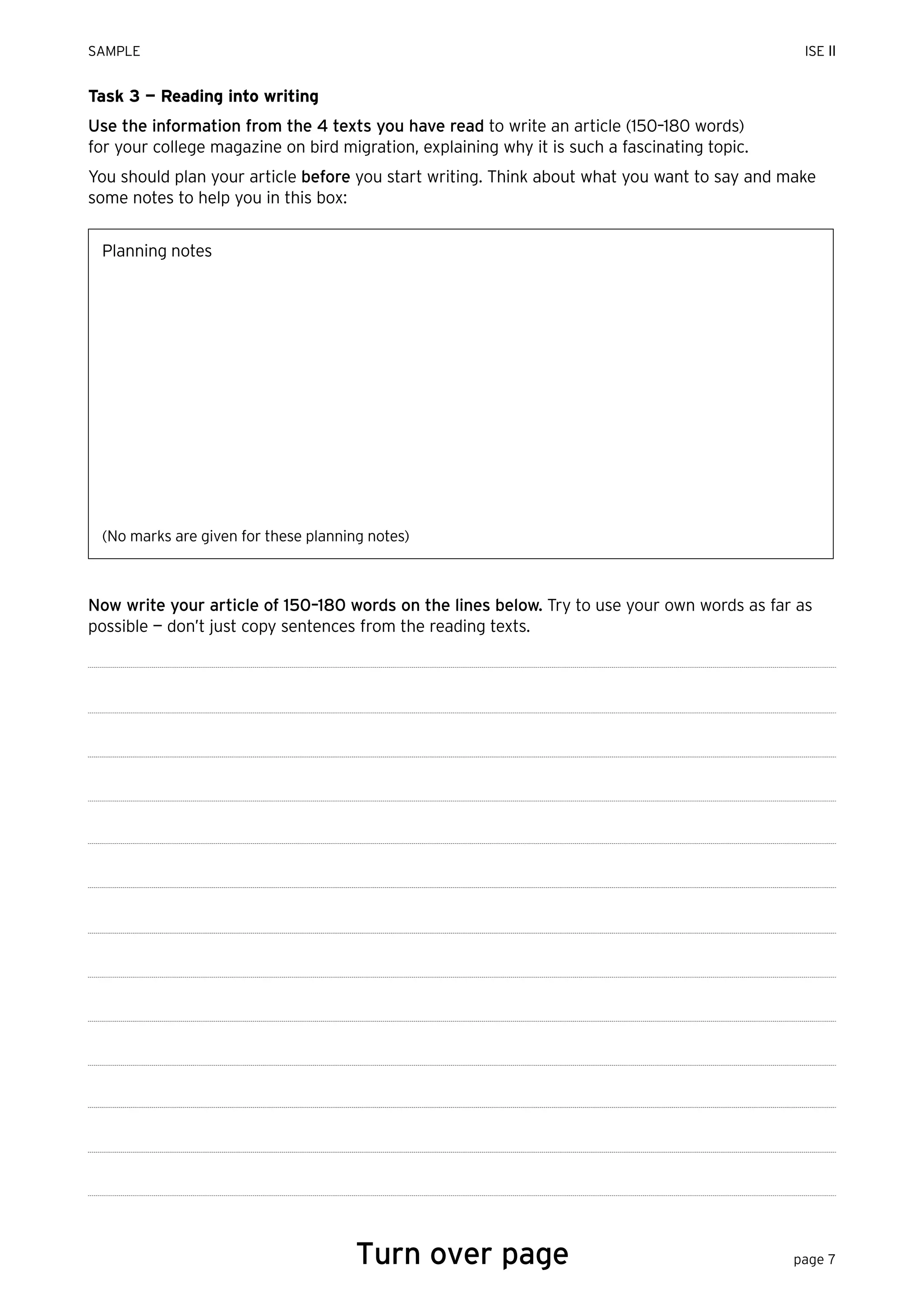 Trinity Task Form Trinity Integrated Skills in English II Sample Paper 3 (with answers) | PDF