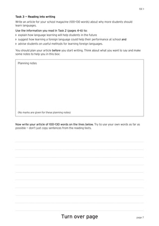 Ise i sample paper 1 (with answers) | PDF