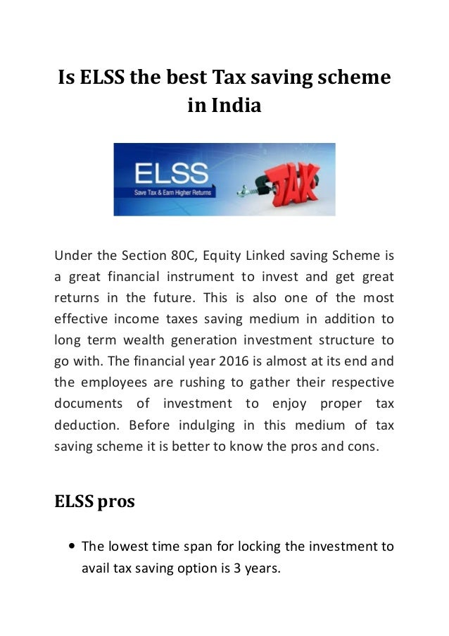 Is Elss The Best Tax Saving Scheme In India