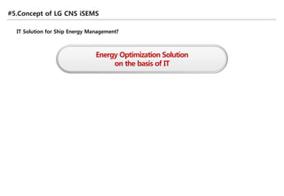 #5.Concept of LG CNS iSEMS
IT Solution for Ship Energy Management?
Energy Optimization Solution
on the basis of IT
 
