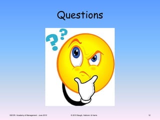 ISEOR / Academy of Management - June 2010© 2010 Baugh, Hallcom, & Harris12Questions