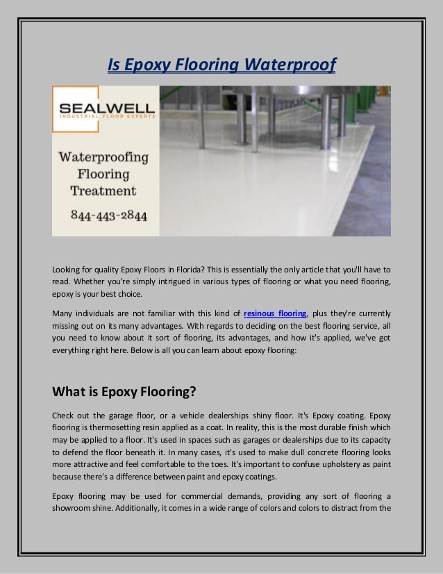 Is epoxy flooring waterproof