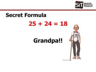 Secret Formula
25 + 24 = 18
Grandpa!!
 