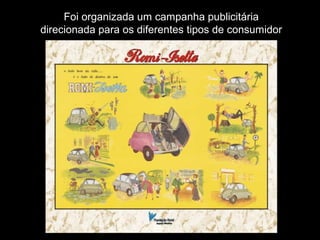 Foi organizada um campanha publicitária
direcionada para os diferentes tipos de consumidor

 