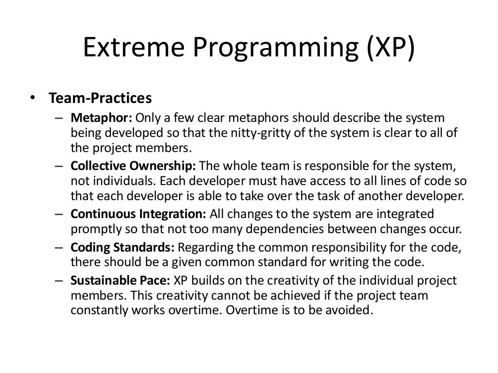 The Extreme Programming (XP) Model