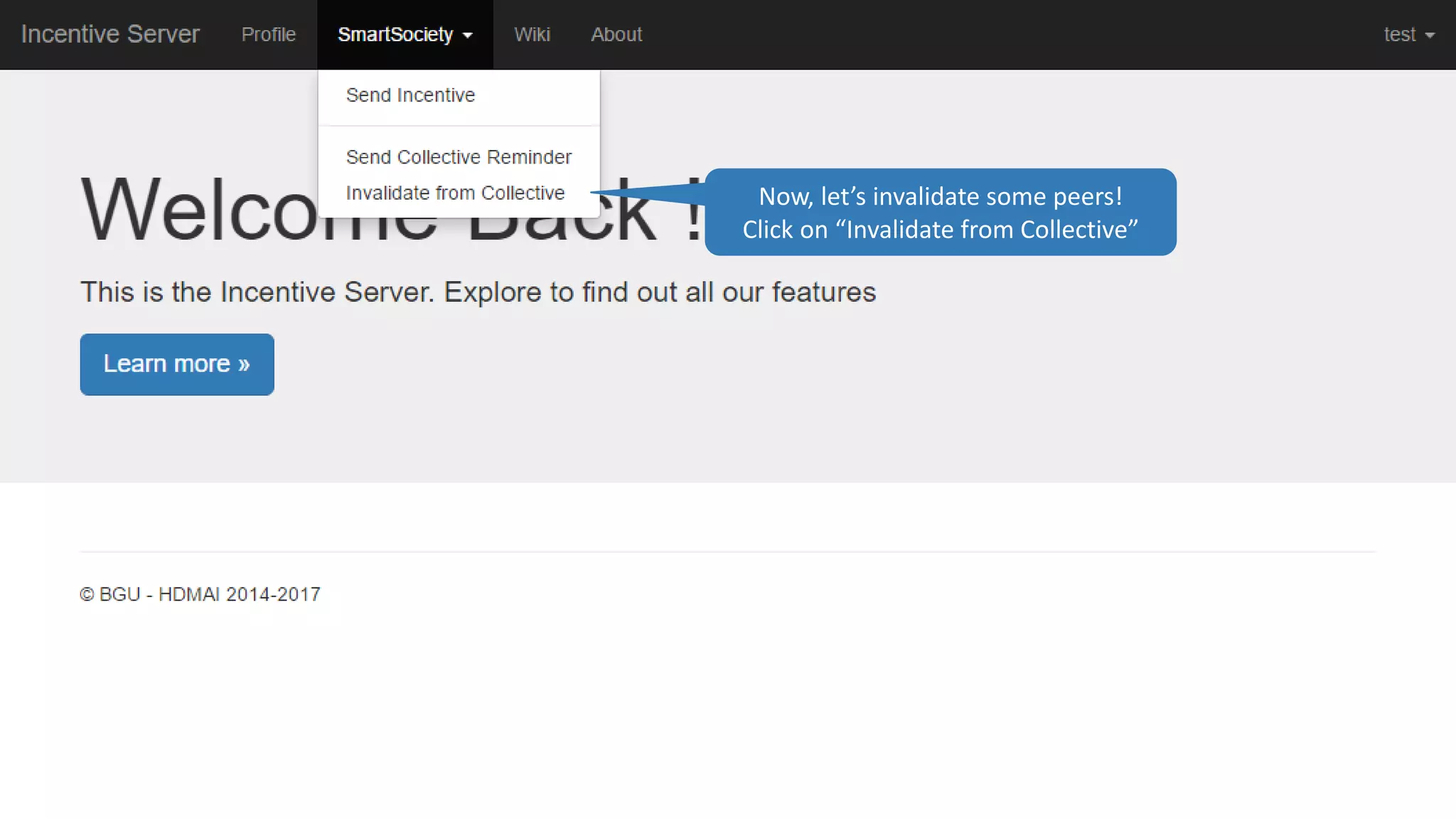 Now, let’s invalidate some peers!
Click on “Invalidate from Collective”
 