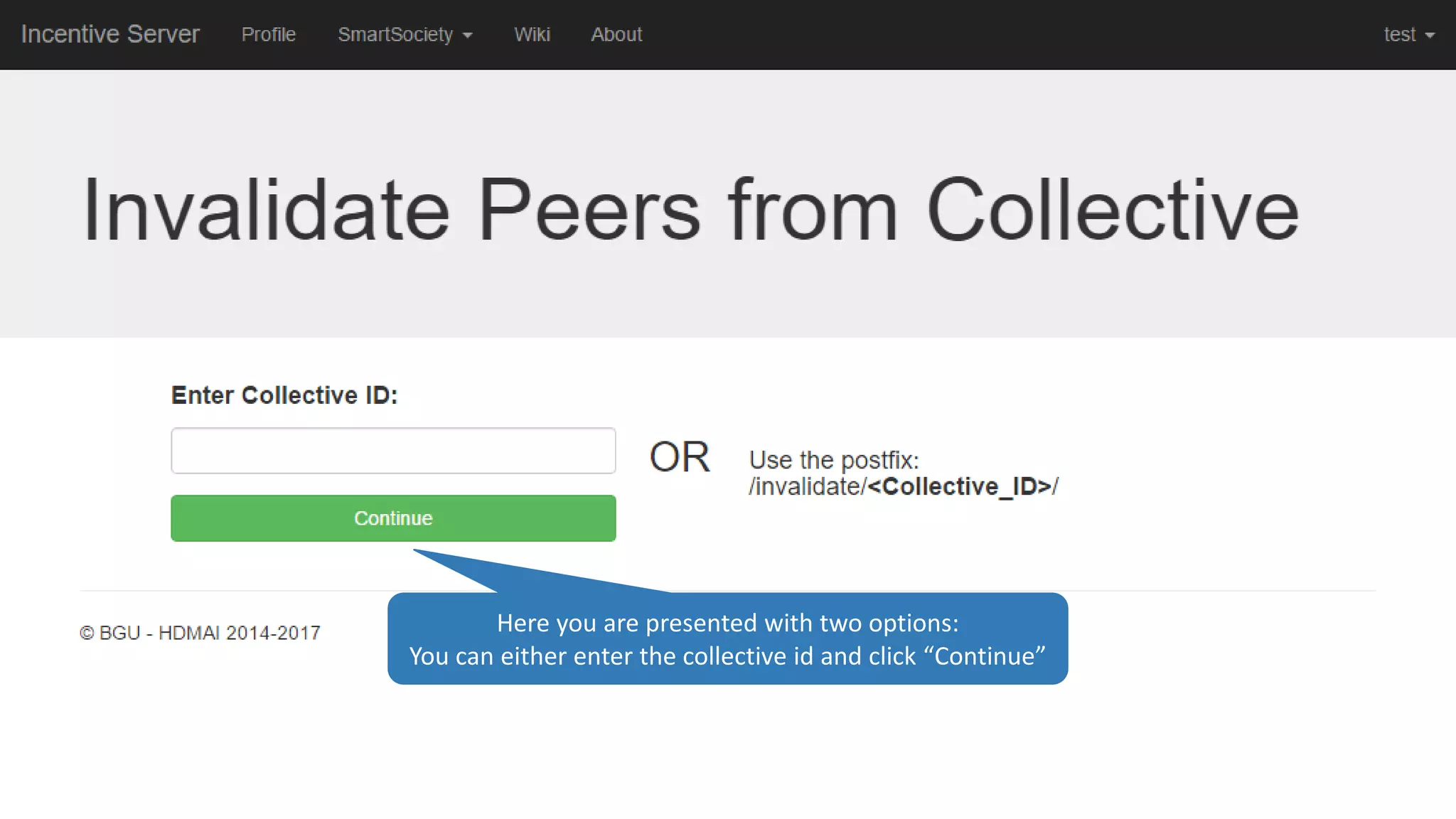 Here you are presented with two options:
You can either enter the collective id and click “Continue”
 