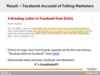 @HubSpot
@ShopSocially
 Chorus of angry rants from brands superbly led by this now-famous
“Breakup Letter to Facebook” fr...