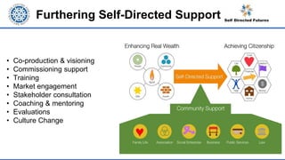 • Co-production & visioning
• Commissioning support
• Training
• Market engagement
• Stakeholder consultation
• Coaching & mentoring
• Evaluations
• Culture Change
Furthering Self-Directed Support
 