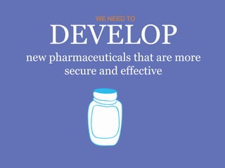 DEVELOP
new pharmaceuticals that are more
secure and effective
WE NEED TO
 