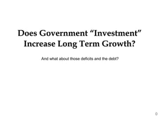 Does Government “Investment”
Increase Long Term Growth?
0
And what about those deficits and the debt?
 
