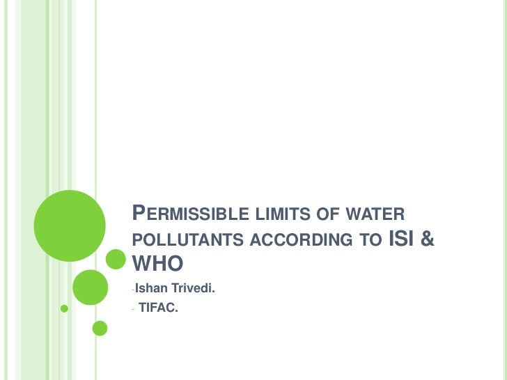Permissible Limits Of Drinking Water Permissible Limits Of Drinking Water
