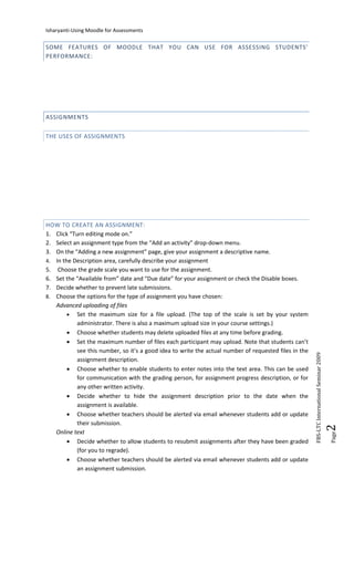 Handout for Creating Online Assessments Using Moodle CMS PowerPoint | PDF