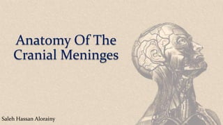Anatomy Of The
Cranial Meninges
Saleh Hassan Alorainy
 