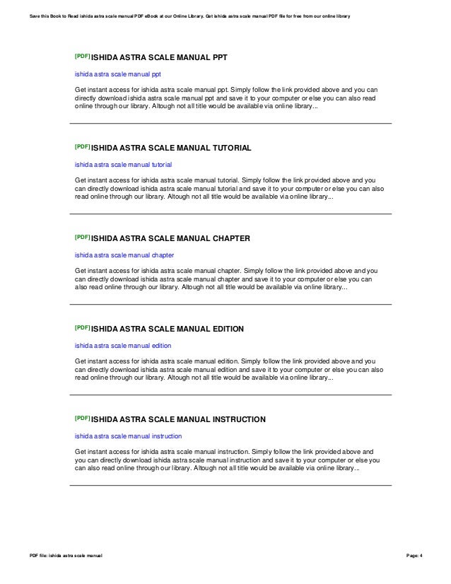 Ishida astra scale manual