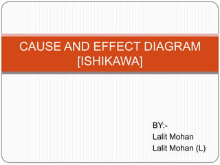 CAUSE AND EFFECT DIAGRAM
        [ISHIKAWA]




                 BY:-
                 Lalit Mohan
                 Lalit Mohan (L)
 