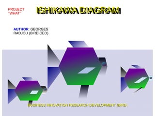ISHIKAWA DIAGRAMISHIKAWA DIAGRAMISHIKAWA DIAGRAMISHIKAWA DIAGRAM
BUSINESS INNOVATION RESEARCH DEVELOPMENT (BIRDBUSINESS INNOVATION RESEARCH DEVELOPMENT (BIRD)
AUTHOR: GEORGES
RADJOU (BIRD CEO)
PROJECT
‘’WHAT’’
 