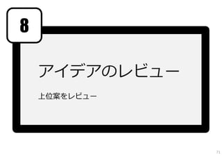 8

    アイデアのレビュー
    上位案をレビュー




                71
 