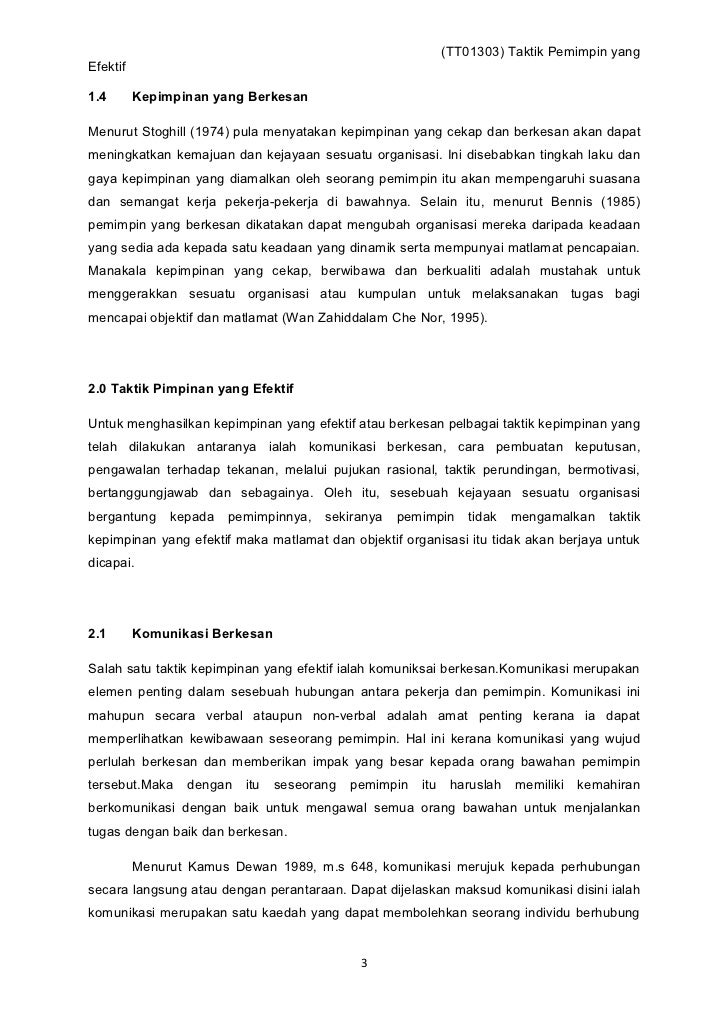 Taktik Pemimpin Yang Efektif