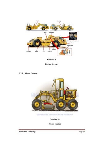 Gambar 9.

                       Bagian Scraper



2.3.3. Motor Grader.




                           Gambar 10.

                          Motor Grader


Peralatan Tambang                        Page 16
 