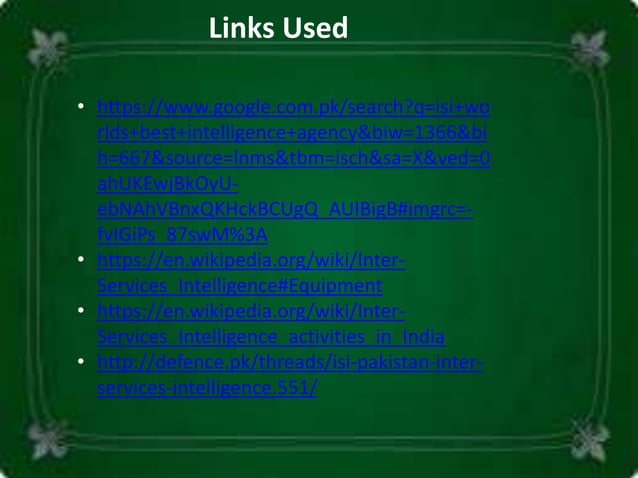 Inter Services Intelligence PPT