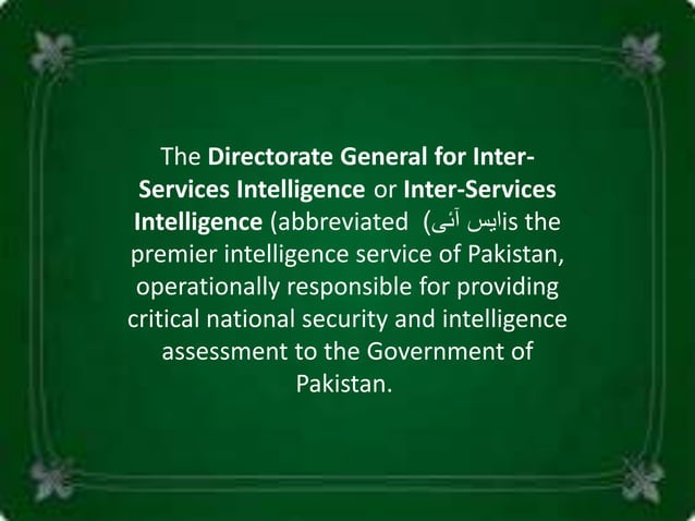Inter Services Intelligence PPT