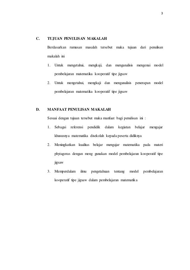 Makalah Pembelajaran Kooperatif Tipe Jigsaw Pada Pembelajaran Matemat