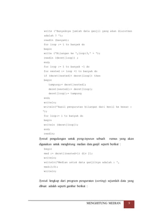 Laporan Praktikum Algoritma Pemrograman Modul V-Menghitung Median | PDF