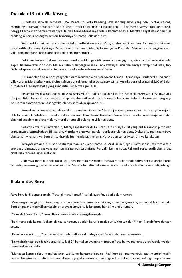 Antologi Cerpen Isi Antologi Cerpen Isi