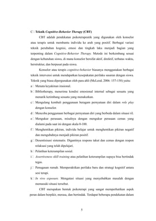 Perbezaan Antara Kongitif Therapy Dan Biblio Therapy