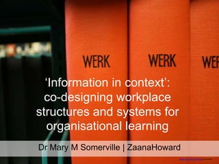 ‘Information in context’: co-designing workplace structures and systems for organisational learning<br />Dr Mary M Somervi...