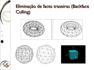 Eliminação de faces traseiras (BackfaceEliminação de faces traseiras (Backface
Culling)Culling)
 