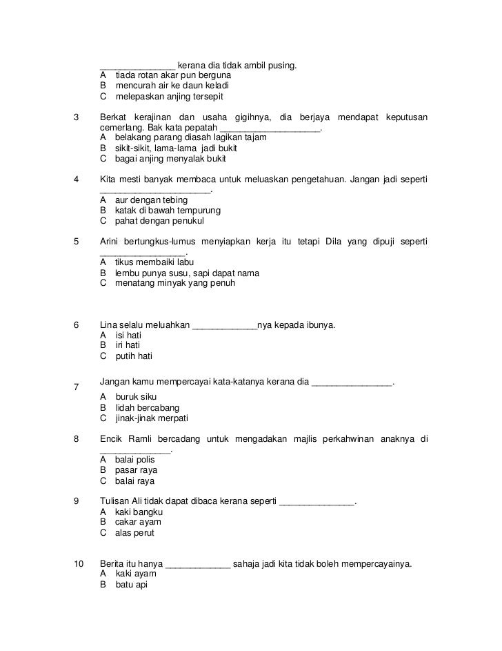 Soalan Pemahaman BM Thn 4 Soalan Pemahaman BM Thn 4