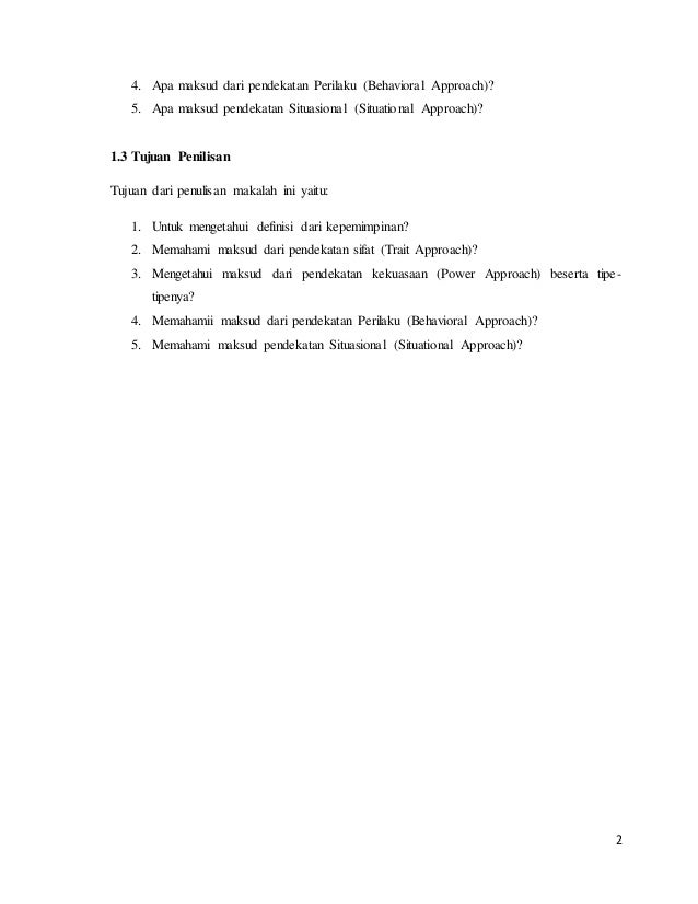 Makalah Pendekatan Studi Kepemimpinan