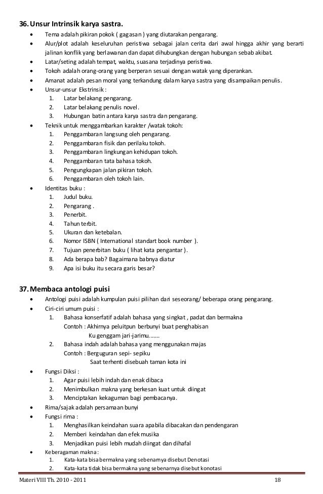 Materi Bahasa Indonesia Kelas VIII - 2012 [ISI]