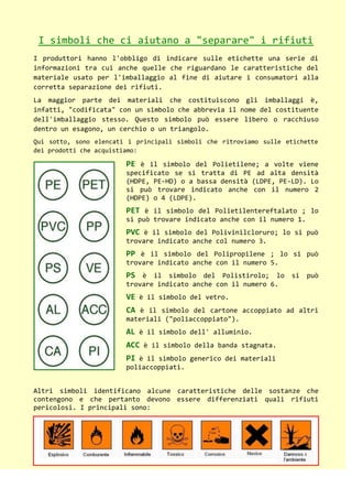 Simbolo Rifiuto Secco Ambiente - I simboli che ci aiutano a separare i rifiuti | DOCX