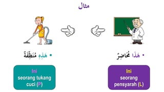 •ِ‫ه‬ِ‫ذ‬َ‫ه‬ِ‫ي‬‫ظ‬َ‫ن‬ُ‫م‬‫ة‬ََ‫ف‬
‫مثال‬
Ini
seorang tukang
cuci (P)
‫ا‬َ‫ذ‬َ‫ه‬ِ‫اض‬َُ‫ُم‬‫ة‬‫ر‬
Ini
seorang
pensyarah (L)
 