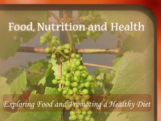 Exploring Food and Promoting a Healthy Diet 
