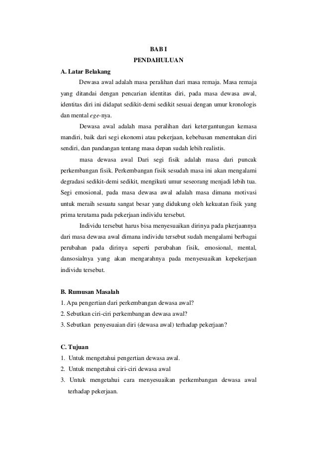 Jurnal Tentang Perkembangan Masa Dewasa Awal ...