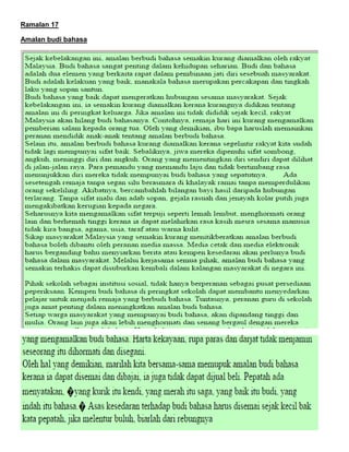 Ramalan 17
Amalan budi bahasa
 