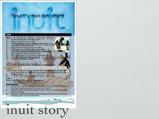 inuit story Does the fact they believe they came about by accident help us to understand traditions of infanticide? Is fear useful or a hindrance? 