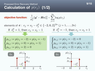 objective function:
Proposed Error Recovery Method
Calculation of (1/2)
Ex. Ex.
If , then If , then
elements of :
9/15
 