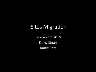 iSites Migration
January 27, 2015
Kathy Stuart
Annie Rota
 