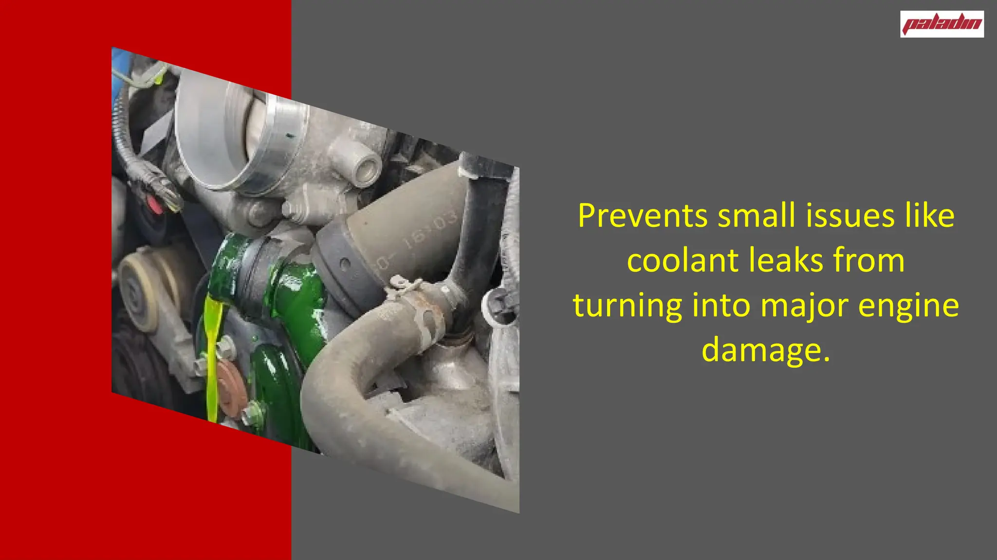 Prevents small issues like
coolant leaks from
turning into major engine
damage.
 