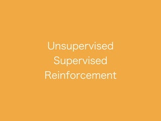 Unsupervised
Supervised
Reinforcement
 