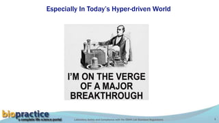 Laboratory Safety and Compliance with the OSHA Lab Standard Regulations 3
Especially In Today’s Hyper-driven World
 