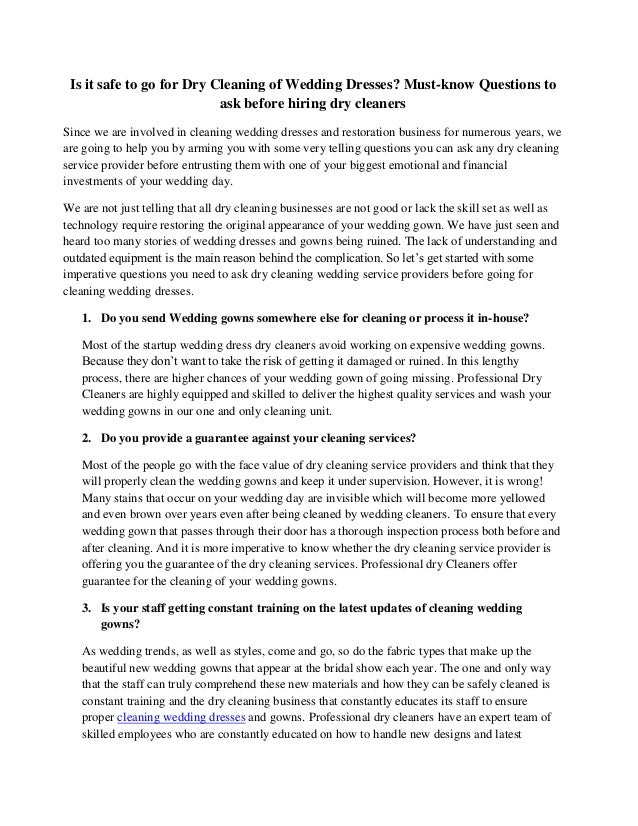 Is It Safe To Go For Dry Cleaning Of Wedding Dresses Must Know Questi