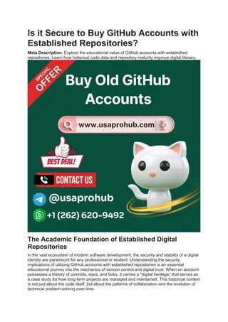 Is It Secure to Buy GitHub Accounts with Established Repositories ...